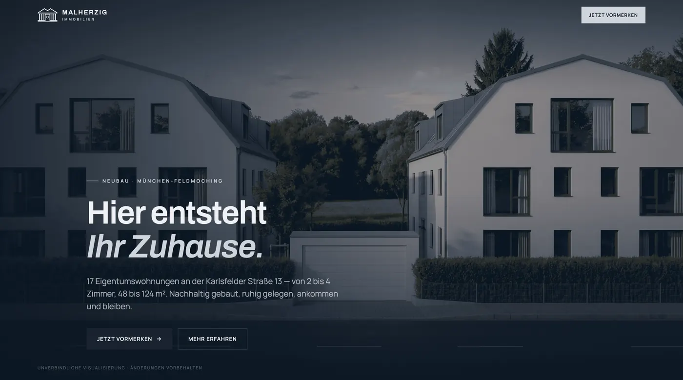 Projektseite Neubauprojekt Karlsfelder Straße 13
