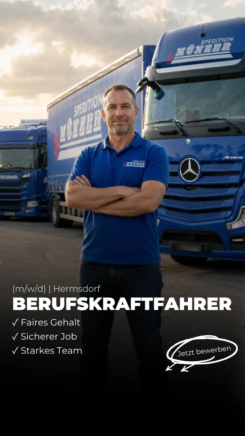 Recruiting-Anzeige Berufskraftfahrer Spedition Münzer