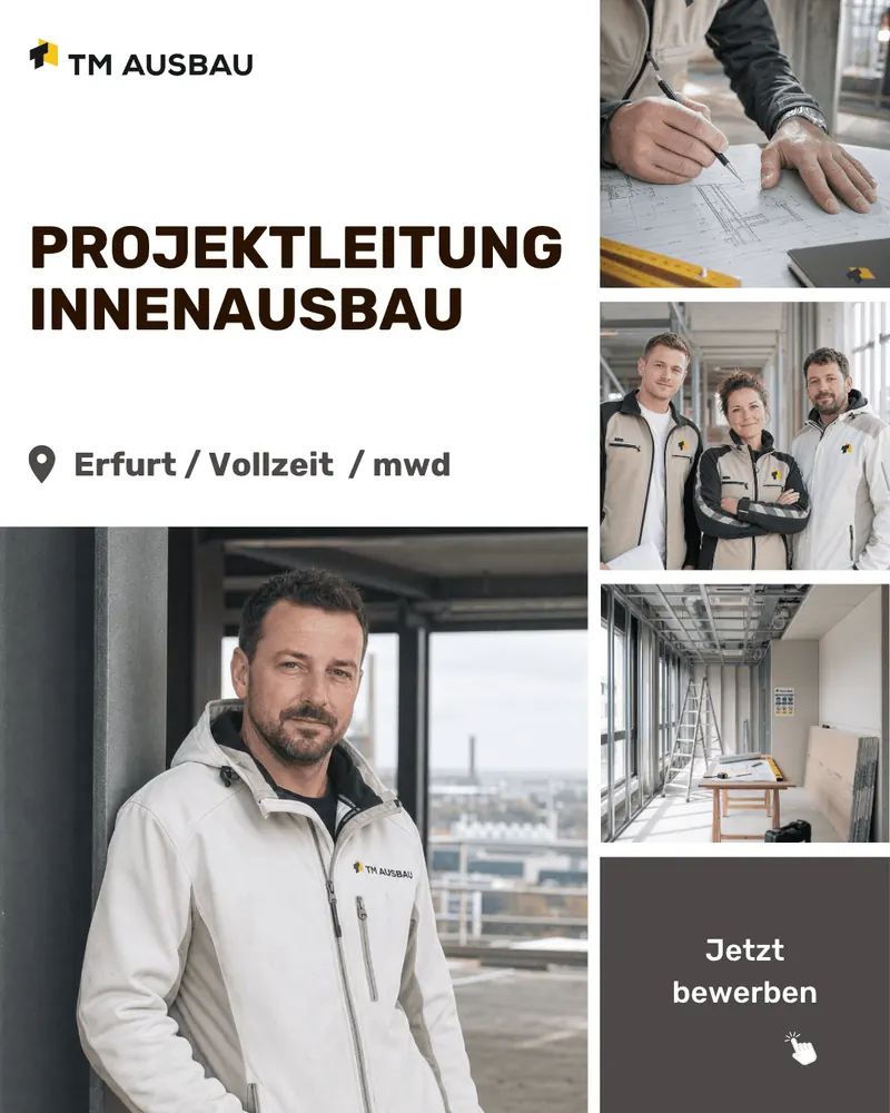 Anzeige Mitarbeitersuche Projektleitung Innenausbau Erfurt