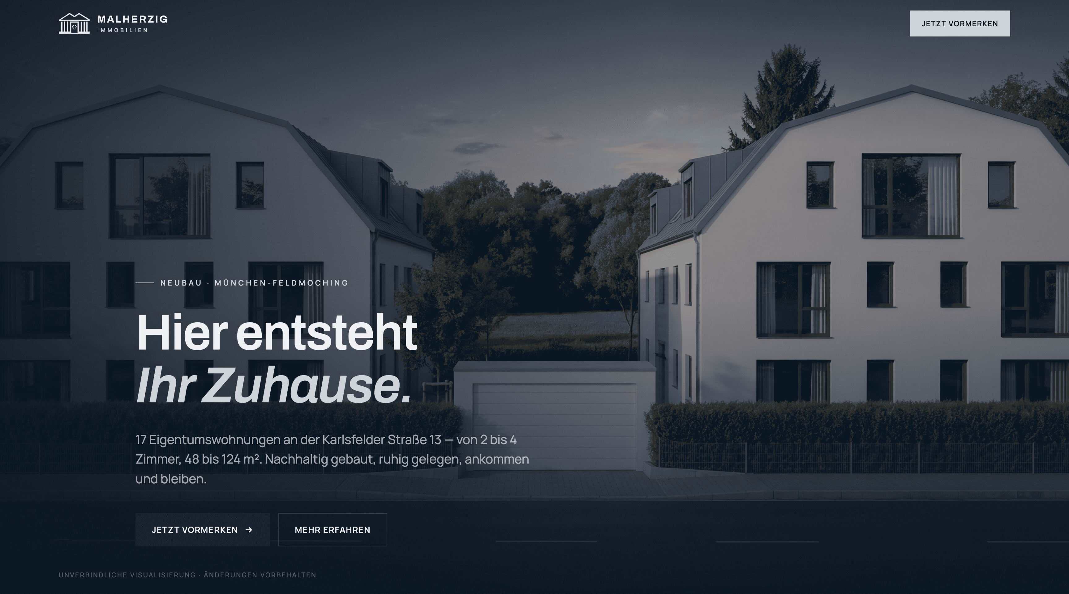 Landingpage Neubauprojekt Karlsfelder Straße 13